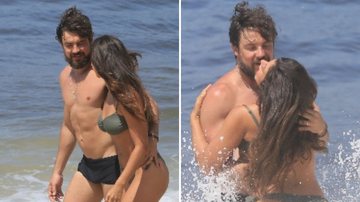 De sunguinha, Sérgio Guizé troca beijos com atriz de 'Mar do Sertão' em praia no Rio - AgNews