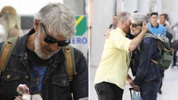 O ator Alexandre Borges é surpreendido por fãs em aeroporto do Rio de Janeiro após velório de Zé Celso; confira - Reprodução/AgNews