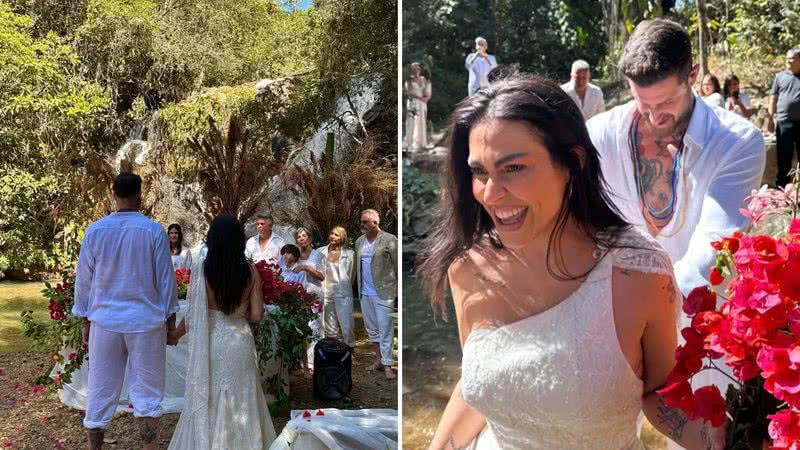 Ao lado dos familiares, a cantora Cleo se casa novamente com Leandro Dlucca em cerimônia deslumbrante na cachoeira: "Muitas bênçãos" - Reprodução/Instagram