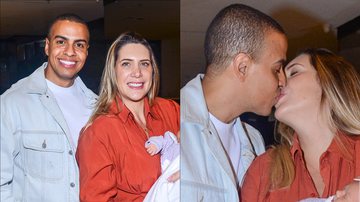 Thiago Oliveira e esposa deixam maternidade e fofura da primogênita rouba cena - Araújo/AgNews