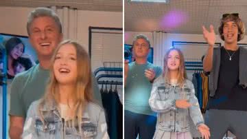 O apresentador Luciano Huck cai na dança com a filha, Eva, e o influenciador Xurrasco nas redes sociais: "Mandei bem?" - Reprodução/Instagram