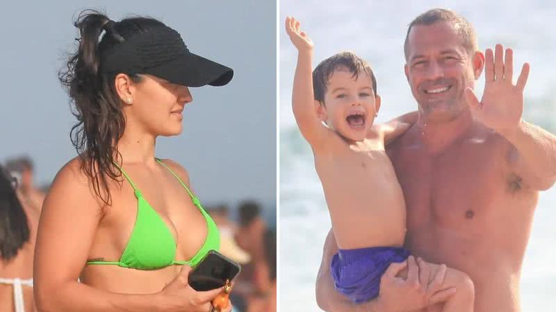 O ator Malvino Salvador e a esposa, Kyra Gracie, curtem praia com a família no Rio de Janeiro; veja - Reprodução/AgNews