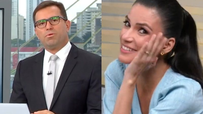 Rodrigo Bocardi cria saia justa para colega casada ao vivo no 'Bom Dia SP' - Reprodução/TV Globo