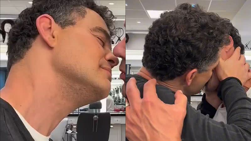 Casado, Carmo Dalla Vecchia dá beijão em colega nos bastidores da Globo: "Prazeres" - Reprodução/Instagram