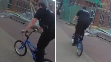 Policial "rouba" bicicleta de menino para perseguir suspeito de crime - Reprodução/Twitter