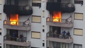 Menino é resgatado de apartamento em chamas - Foto: Reprodução/Instagram