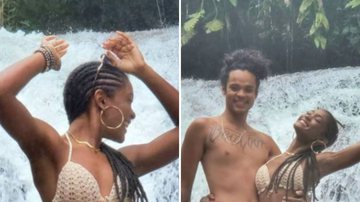 Perfeita! Erika Januza toma banho de cachoeira de biquíni de crochê com o namorado - Reprodução/Instagram
