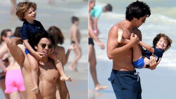 Rodrigo Simas curte dia de praia com o sobrinho - Dilson Silva