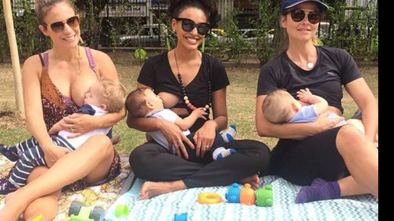 Maíra Charken, Sheron Menezzes e Juliana Sana com os filhos Gael, Benjamin e Estela, respectivamente - Reprodução/Instagram