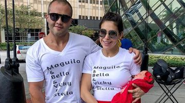 Bella Falconi com o marido e a filha recém-nascida - Reprodução/Instagram