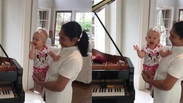 Ao som de Roberto Carlos, Eliana flagra a filha Manuela apaixonada pelo piano - Reprodução Instagram