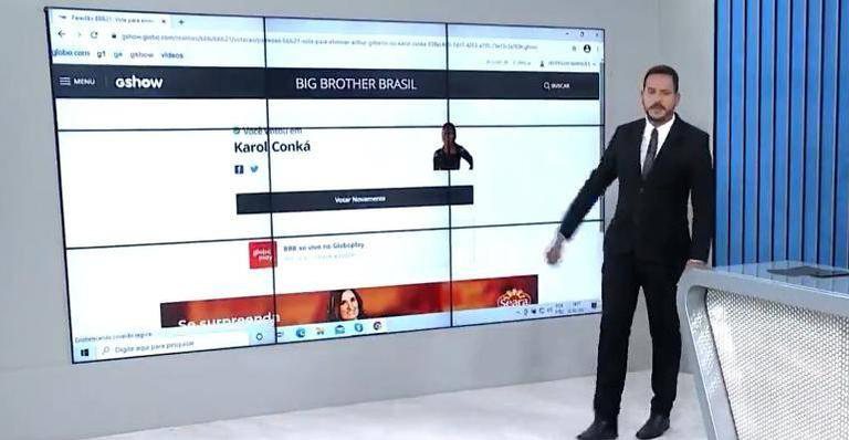 BBB21: Ao vivo, apresentador de afilial da Rede Globo vota em Karol Conká: "Se é para tombar, tombamos" - Reprodução/Inter TV RJ