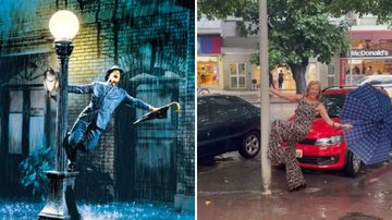 A apresentadora Helô Pinheiro, de 77 anos, recria cena clássica de 'Cantando na Chuva' e web brinca: "Sai da chuva" - Reprodução/Instagram