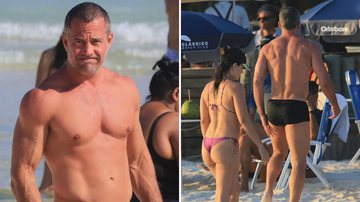 Imagem Que corpos são esses? Musculoso, Malvino Salvador vai à praia com a esposa e beleza encanta