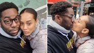 Os atores Taís Araújo e Lázaro Ramos dão beijão para celebrar momento em Nova York: "Rolando agora" - Reprodução/Instagram