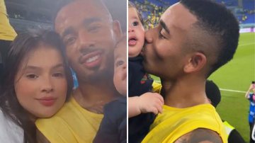 Após boatos de crise, Gabriel Jesus celebra vitória do Brasil ao lado da namorada e da filha - Reprodução/Instagram