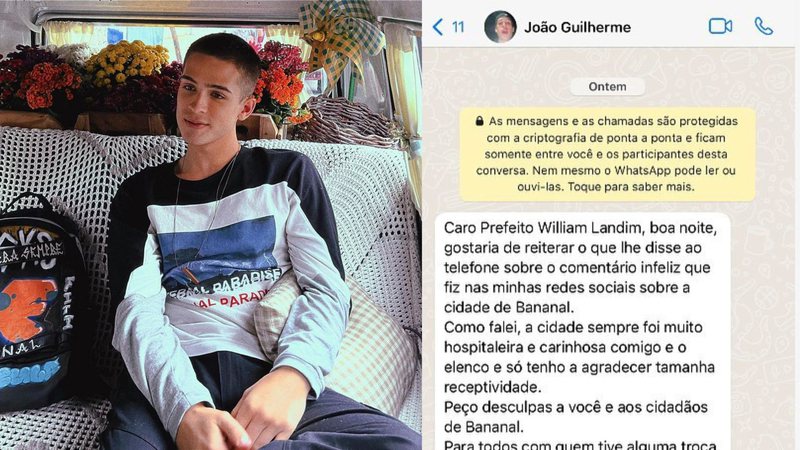 João Guilherme pede desculpas após xingar cidade do interior - Reprodução/Instagram