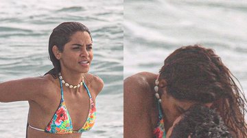 De biquíni mínimo, Lucy Alves é flagrada em cenas quentes em praia no Rio - Reprodução/Ag News