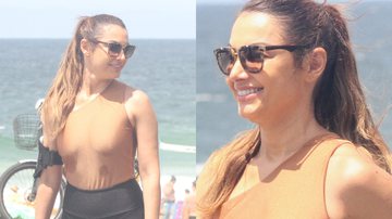 Patrícia Poeta atrai olhares ao se exercitar à beira da praia - AgNews/Daniel Delmiro