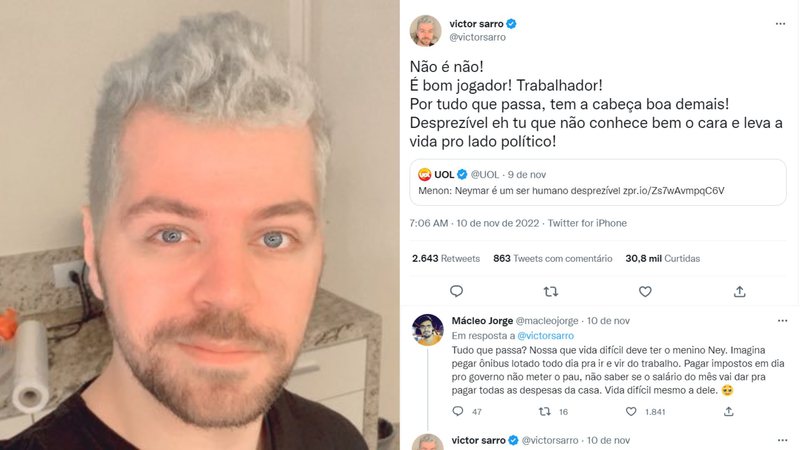 Victor Sarro vira piada após tentar defender Neymar de artigo opinativo - Reprodução/Twitter