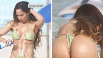 Mulher Melão vai à praia com biquíni inusitado e exibe 'voluminho' indiscreto - AgNews