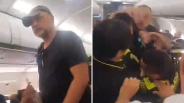 Após causar tumulto, passageiro bêbado soca policial que o expulsava de avião - Reprodução/X