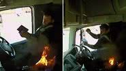 Caminhoneiro tem as calças incendiadas após cigarro eletrônico explodir na cabine - Reprodução/YouTube