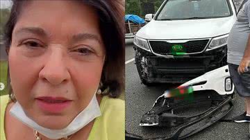 Roberta Miranda sofre acidente e carro fica destruído: "Bati a cabeça" - Reprodução/Instagram