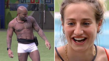 A atriz Bruna Griphao brinca ao ver Cezar Black de sunga branca na piscina do Big Brother Brasil 23: "Não tem condição" - Reprodução/Globo