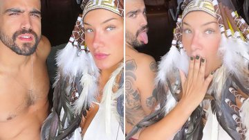 O ator Caio Castro choca ao raspar cabelo e surgir irreconhecível ao lado da namorada no Carnaval; confira os cliques - Reprodução/Instagram