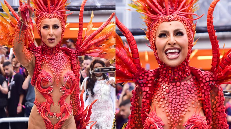 Sabrina Sato vira dragão em desfile da Gaviões da Fiel e fantasia fica no limite - AgNews/Leo Franco