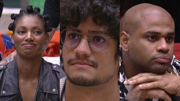 Tina, Cezar Black e Gabriel Santana estão no terceiro paredão do BBB23 - Reprodução/Globo