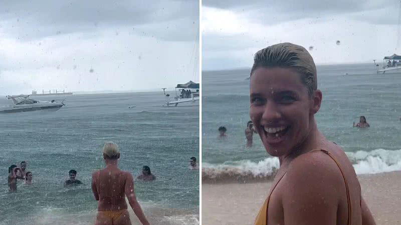A atriz Bruna Linzmeyer surge curtindo praia de biquíni fio-dental e fãs alertam sobre possível acidente: "Perigoso ao extremo" - Reprodução/Instagram