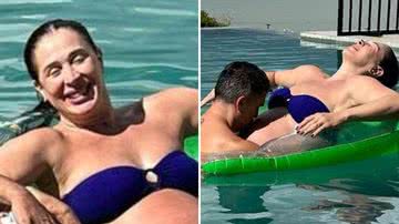 De biquíni, Claudia Raia exibe barrigão apontando em dia de piscina: "Meus amores" - Reprodução/Instagram
