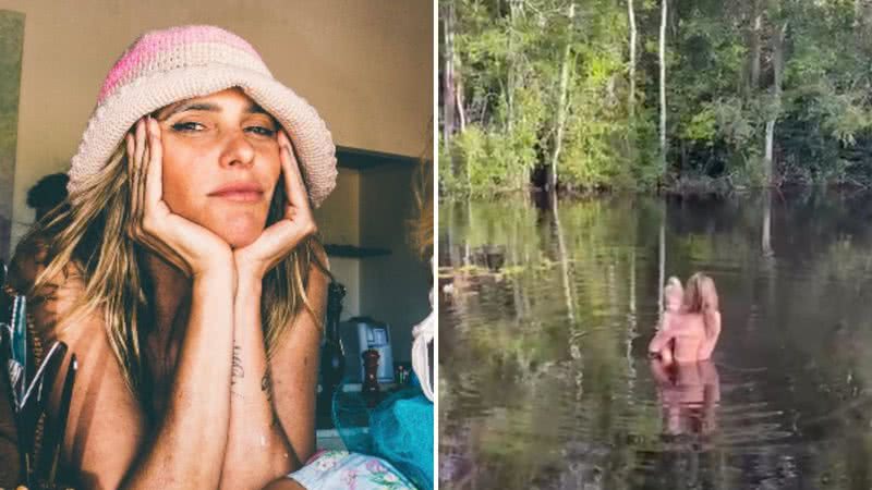A apresentadora Fernanda Lima toma banho em rio de topless ao lado da filha caçula, Maria Manoela; confira o vídeo - Reprodução/Instagram
