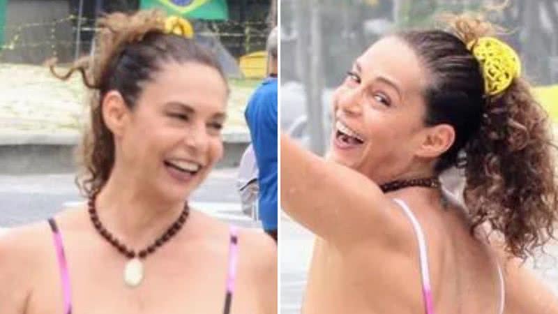 Primeira Zefa de 'Pantanal', Giovanna Gold, de 58 anos, usa vestidinho e esbanja simpatia em Copacabana; confira imagens - Reprodução/AgNews