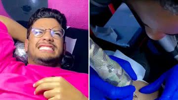 O ator e ex-BBB Gabriel Santana faz tatuagem em local delicado e diverte fãs nas redes sociais: "Cuidado" - Reprodução/Instagram