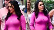 Grávida de Neymar, Bruna Biancardi marca barrigão em vestido pink durante passeio com amigas - Leo Franco/AgNews