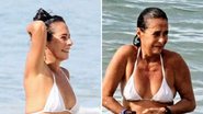 Corpo real: Andréa Beltrão exibe suas curvas ao mergulhar de biquíni branco - AgNews