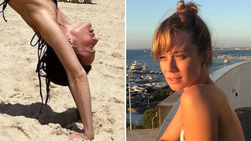 Isis Valverde ostenta flexibilidade durante aula de yoga e inspira