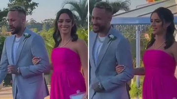 Sorridentes, Neymar e Bruna Biancardi mostram união em casamento de 'parça' do jogador; veja o vídeo - Reprodução/Instagram