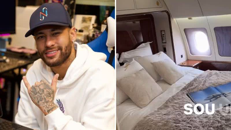 O jogador de futebol Neymar Jr. exibe jatinho de luxo e surpreende os internautas nas redes sociais: "Maior que 90% das casas brasileiras!" - Reprodução/Instagram