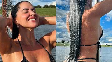 Graciele Lacerda toma banho ao ar livre e deixa biquíni sumir no bumbum - Reprodução/Instagram