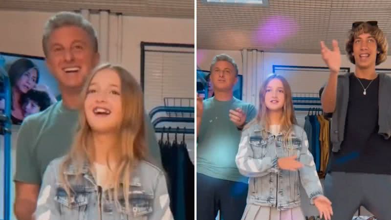O apresentador Luciano Huck cai na dança com a filha, Eva, e o influenciador Xurrasco nas redes sociais: "Mandei bem?" - Reprodução/Instagram