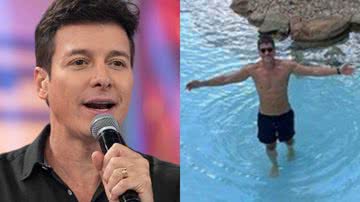 Casa ou resort? Rodrigo Faro impressiona fãs com tamanho de piscina: "Praia?" - Reprodução/Record TV e Reprodução/Instagram