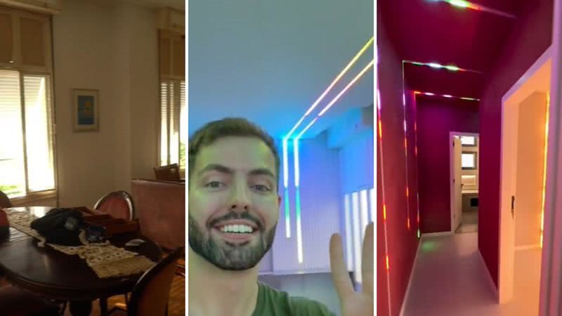 Influenciador transforma apartamento antigo em "boate" com show de luzes coloridas - Reprodução/Tik Tok