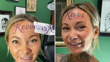 Influenciadora que supostamente tatuou o nome do namorado na testa é desmascarada - Reprodução/X