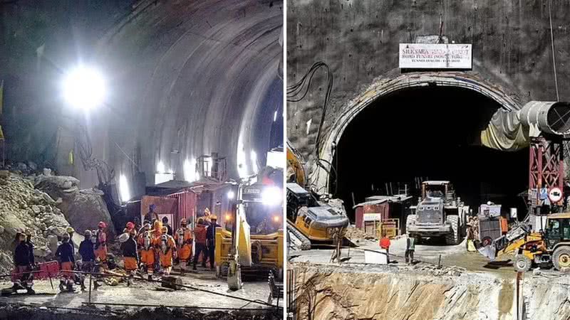 Túnel desaba e deixa 41 trabalhadores presos entre os escombros - Reprodução/Extra
