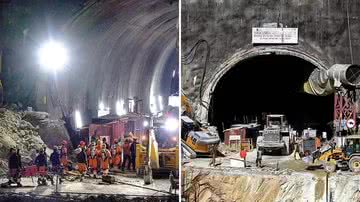 Túnel desaba e deixa 41 trabalhadores presos entre os escombros - Reprodução/Extra