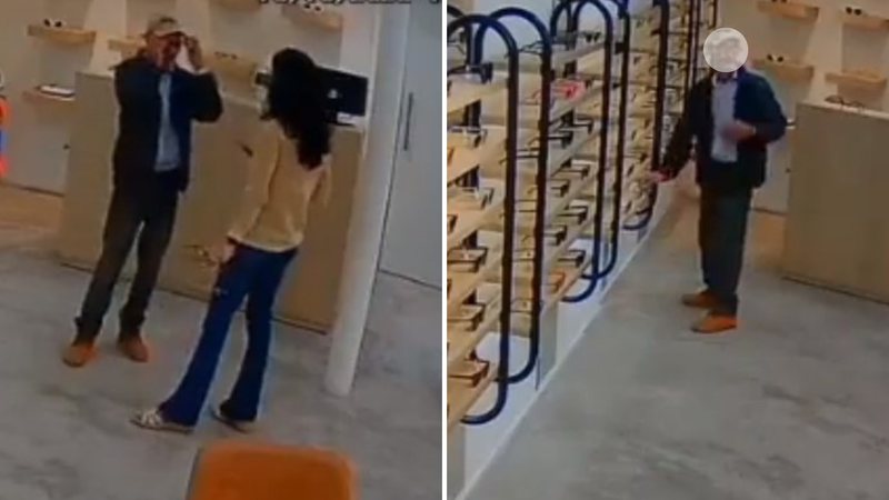 Câmeras de segurança flagram homem furtando óculos de sol em shopping - Reprodução/X